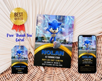 Sonic The Hedgehog Birthday invitation | Super Sonic Birthday Party Invites | E-invite | Digital invite | Card Invite | Sonic Birthday