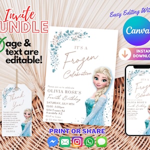 Frozen Birthday Invitation | Elsa Birthday Invitation | Elsa Party | Invite | Editable Birthday Template Instant Download | Frozen 4