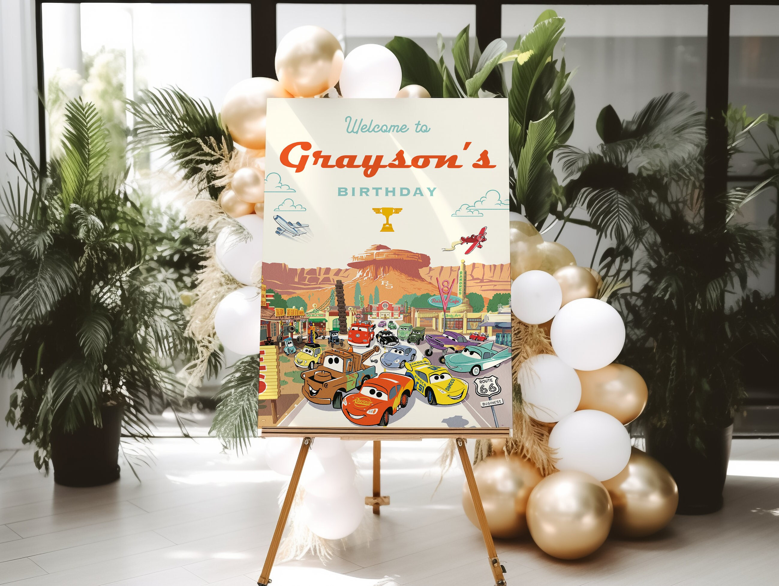 Cars Birthday Party Welcome Sign | Cars Lightning Birthday Welcome | McQueen Birthday Party Sign |  Boy 5th Birthday Party Sign|