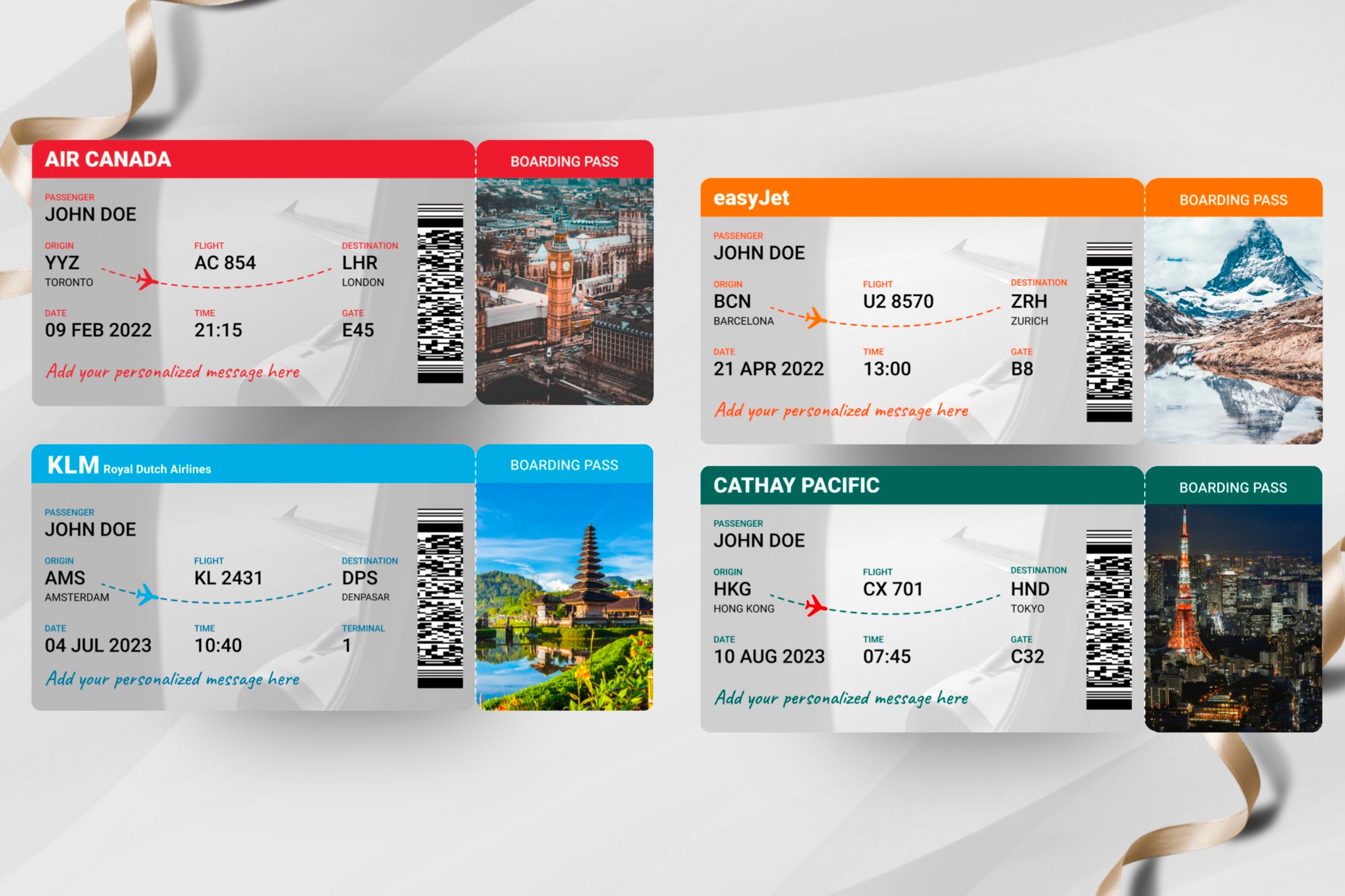 Authentic Customizable Flight Ticket Boarding Pass - Etsy Israel