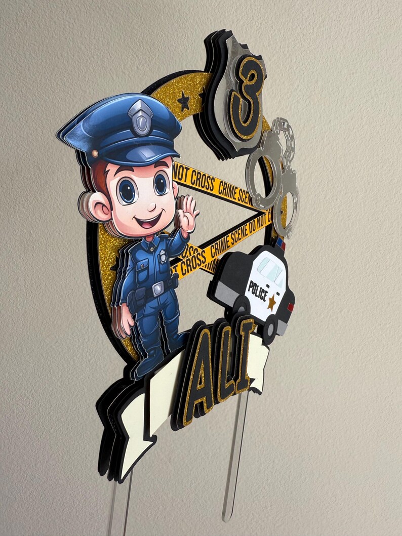 Police Theme Cake Topper: 3D Card-stock - Etsy