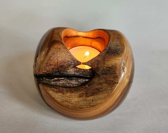 Rustic Elm Tealight, lathe turned