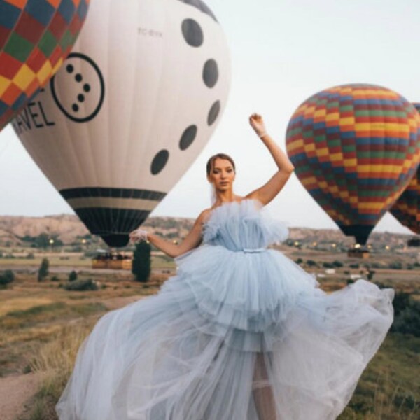 Tulle Dress for Photoshoot   | Puffy Tulle Dress | Tulle Santorini Gown for Photoshoot | Photoshoot Dress