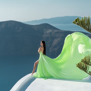 Halter Flying Dress for Photoshoot| Long Train Dress | Photoshoot Dress | Flowy Dress | Santorini Flying Dress