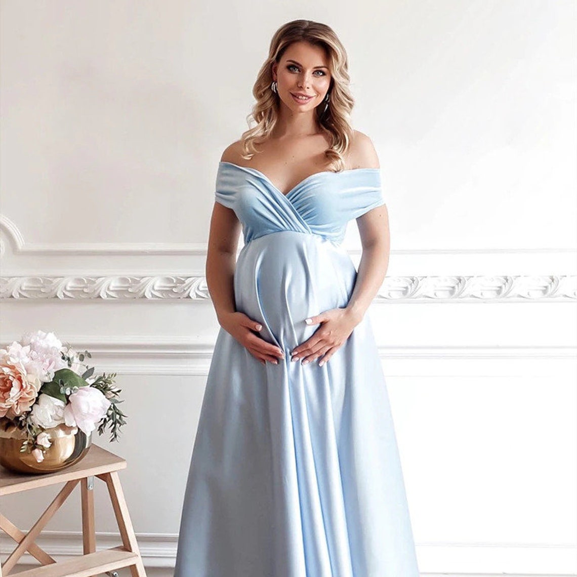 Maternity Gown Satin Maternity Gown for Baby Shower and - Etsy