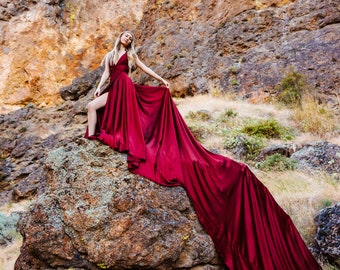 Long Flying Dress | Flying Dress for Photoshoot | Long Train Dress | Photoshoot Dress | Flowy Dress | Santorini Flying Dress