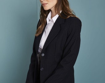 Women's Qualitas 2 Button Jacket, Navy Duo Stripe