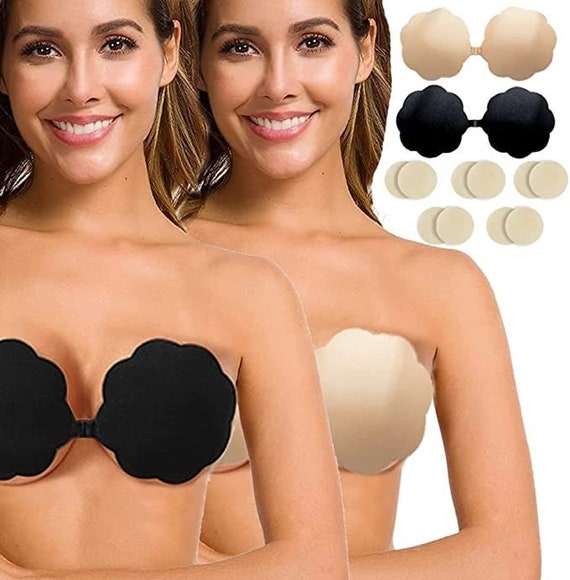 Strapless Bra, Invisible Adhesive Silicone Push up Bra Reusable Sticky  Nipple Covers for Backless Dress 
