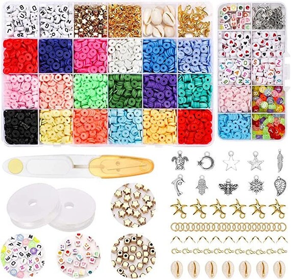 Bead Set for Making Bracelets and Necklaces - DIY Seed Beads and Alphabet  Letter Beads for Crafting with Elastic String Cords Jewelry Making