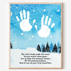 Snowflake Handprint art, Winter Poem Handprint, Winter craft toddler,Daycare handprint activity, Snowflake craft kids,Winter preschool craft
