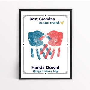 Father&#39;s Day Grandpa handprint art, Gift from grandkid, Best Grandpa, Father&#39;s Day DIY, Father&#39;s Day handprint craft for Grandpa printable