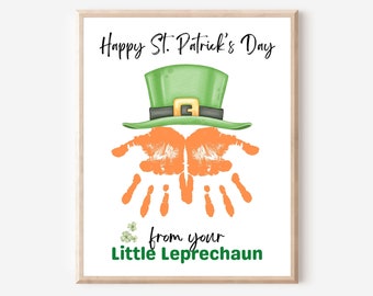 Leprechaun handprint, St. Patrick's Day handprint, Leprechaun craft, Handprint craft, St. Patrick's Day toddler, St. Patrick's activity