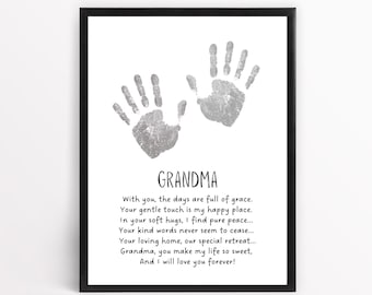 Afdrukbare handafdruk van omagedicht, kerstcadeau voor oma, handafdruk grootoudersdag, verjaardagscadeau oma, handafdruk oma