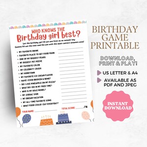Who Knows The Birthday Girl Best, How Well Do You Know the Birthday Girl Quiz, Birthday Questionnaire Activity,Teen birthday icebreaker game