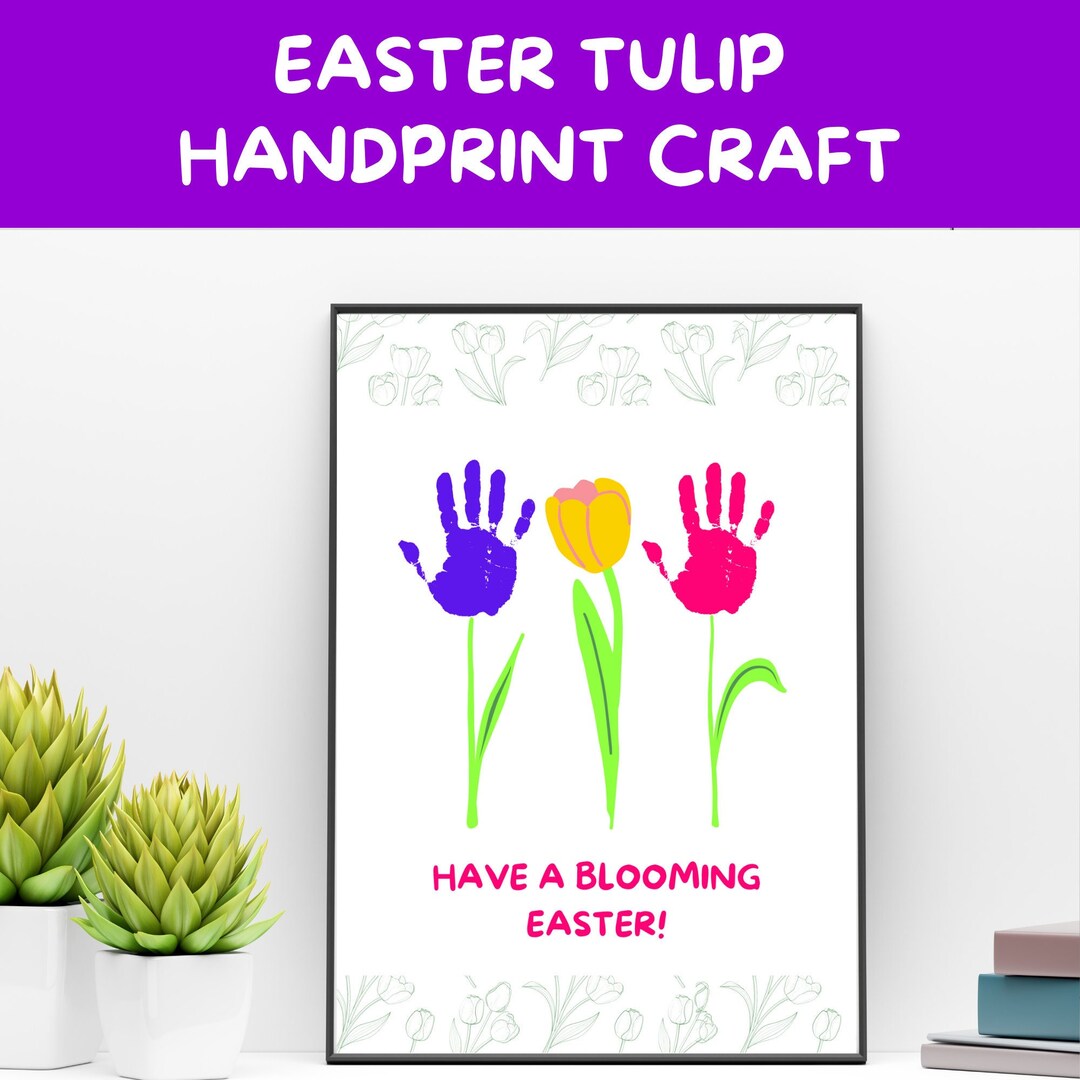 Easter Tulip Handprint Craft Handprint Tulip Craft Easter Etsy
