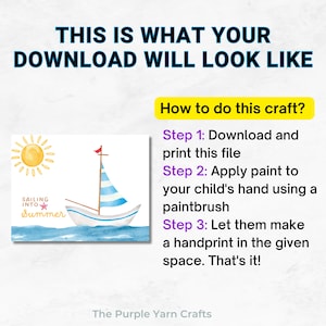 Sailing Into Summer Handprint art, Sailboat handprint, Baby toddler handprint, Daycare printable, DIY Summer craft, Summer camp art image 3