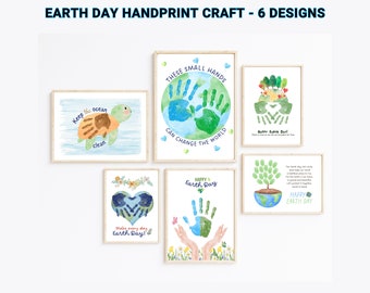 Earth Day handprint art bundle, Earth Day printable, Fingerprint tree, Earth Day kids, Montessori busy book,Daycare printable,Save the ocean