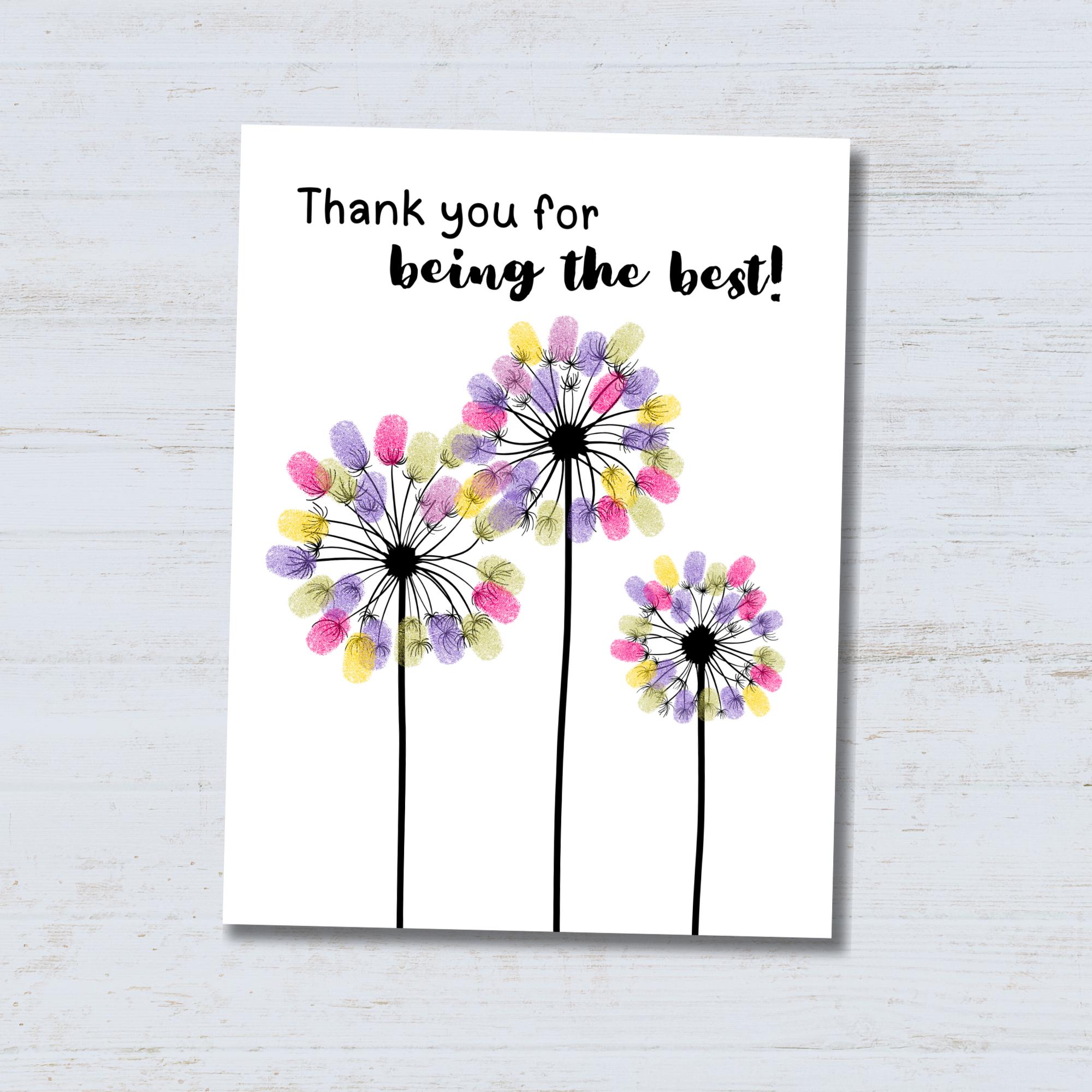 Dandelion Fingerprint Art, Fingerprint Gift Teacher Appreciation ...