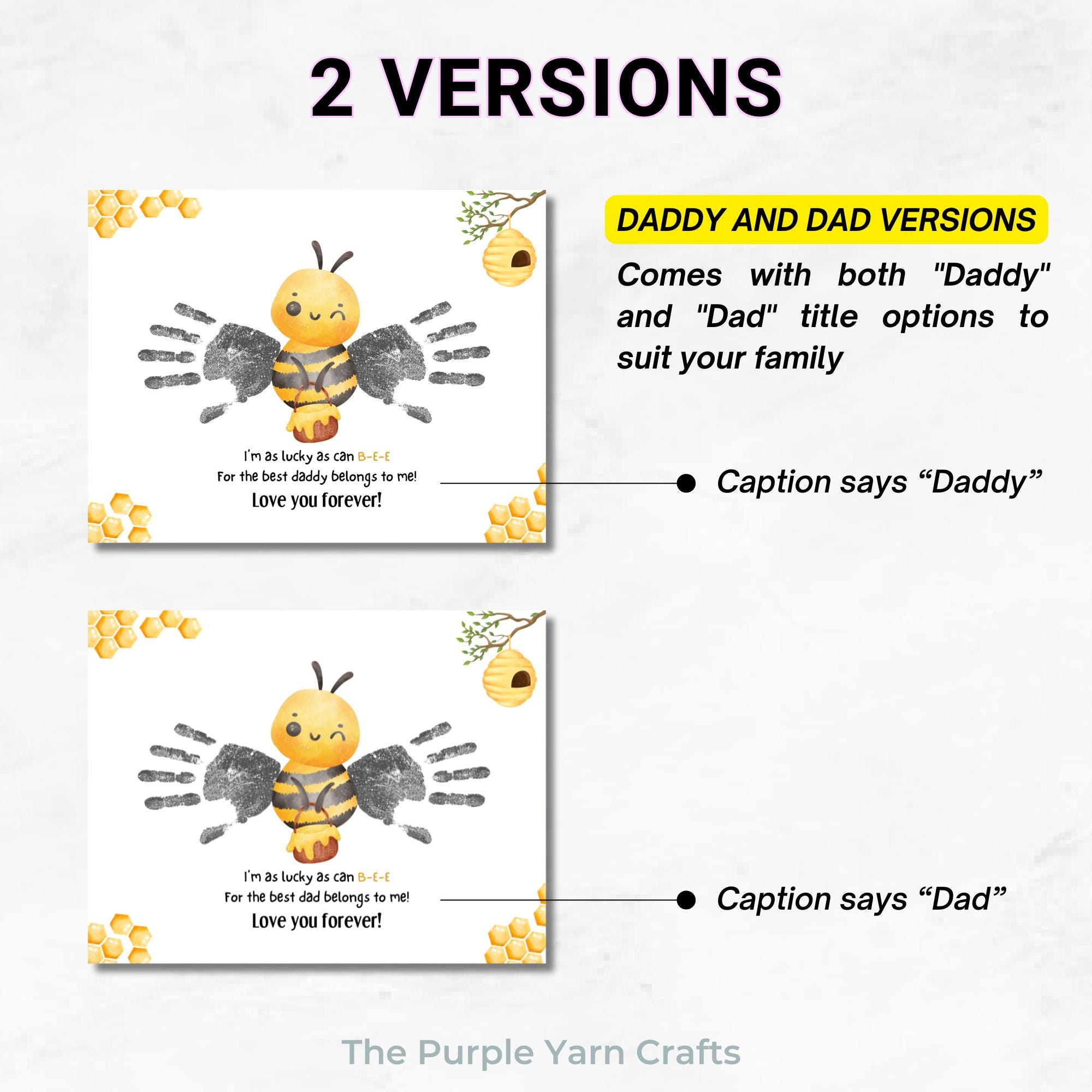 Bee Handprint Father's Day, Dad Handprint Gift, Father's Day Craft Bee ...