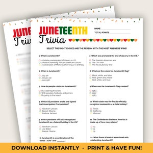 Juneteenth Trivia Game, Juneteenth Games, Black history games, Juneteenth activity, Juneteenth seniors, Juneteenth school, Youth group games