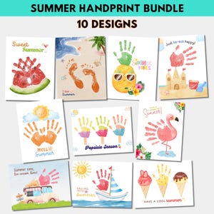 Summer Handprint craft bundle,Summer Craft kids,Summer Footprint, Baby toddler handprint, Daycare printable, Prek handprint, Summer camp art