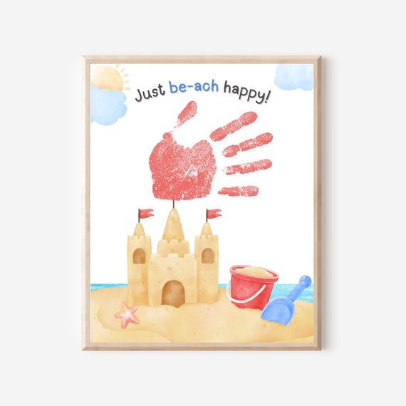 Summer Handprint art, Sand Castle Handprint, Summer Craft kids, Baby toddler handprint, Daycare printable,Ocean Beach craft, Summer camp art