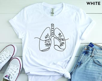 Lungs Line Art T-Shirt, Medical Anatomy Graphic Tee