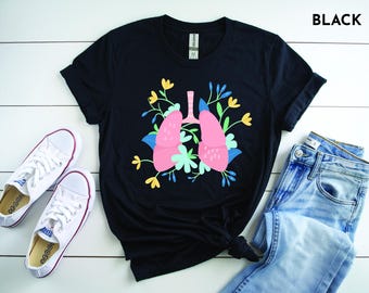 Floral Lungs Graphic Tee | Anatomy Art, Medical Gift