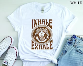 Inhale Exhale Shirt, Boho Yoga Graphic Tee, Mindfulness Gift