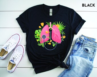 Floral Lungs Medical T-Shirt | Botanical Anatomy Graphic Tee