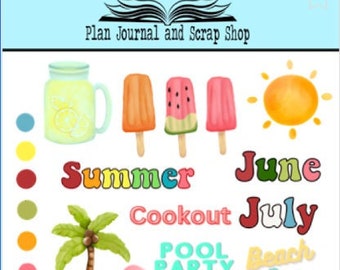 Summer Digital Stickers: Precropped Planner Clipart (Goodnotes PNG) (Digital Download)