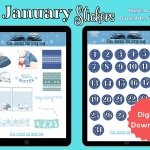 January Digital Planner Stickers | Digital Stickers | Goodnotes Stickers | PNG Stickers | Winter Stickers | Cozy Stickers | Print Stickers