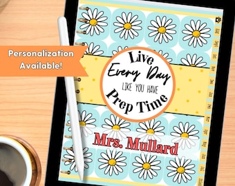 Personalized Teacher Lesson Planner: Daisy Stickers, Goodnotes (Digital Download)