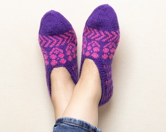 Knitted Bootie Slippers: Women's Home Socks, Warm Winter Gift