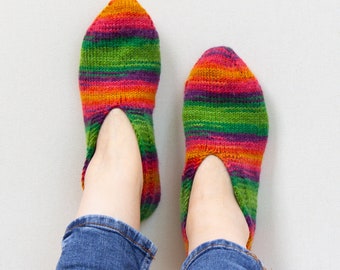 Colorful Knitted Slipper Socks: Cozy Home Socks, Size 7-8.5