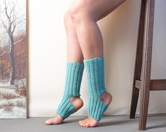 Hand-Knit Wool Yoga Leg Warmers: Toeless Socks
