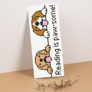 Reading is pawsome! - Bookmark Cross Stitch Pattern PDF- 2 Different Version (Instant download)