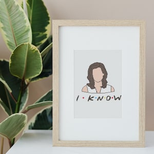 Friends Monica Geller - I Know Cross Stitch Pattern PDF (Instant download) - Design size: 111 x 97 stitches