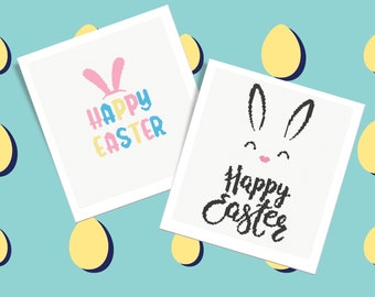 Happy Easter - Easter Cards Cross Stitch Pattern PDF (Instant download)