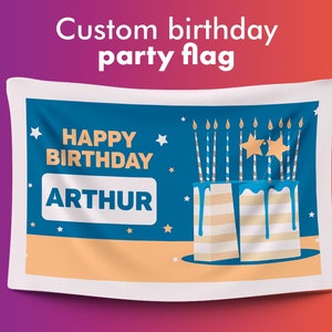 Flag Happy Birthday | Custom Made Personalized Flag | Individual Design | High-quality materials | Different Sizes |