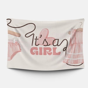 Bandiera It's a Girl / Festa di rivelazione del sesso / Bandiera personalizzata su misura / Design individuale / Materiali di alta qualità / Diverse dimensioni /