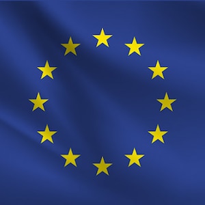 Peut inclure: Le drapeau de l'Union européenne présente un cercle de douze étoiles dorées sur fond bleu.