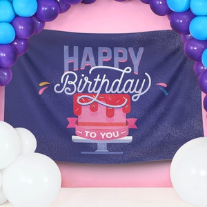 Bandiera BUON COMPLEANNO / Festa di compleanno / Bandiera personalizzata su misura / Design individuale / Materiali di alta qualità / Diverse dimensioni /