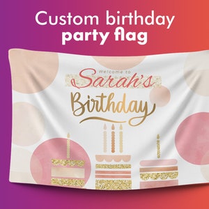 Bandiera Buon Compleanno / Bandiera Personalizzata Personalizzata / Design Individuale / Materiali di Alta Qualità / Diverse Dimensioni /