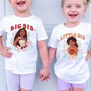Custom Big Sis and Little Sis Shirts, Personalized Moana and Simea Shirts, Moana T-shirt, Sisters Matching, Disney Sister Tees image 1