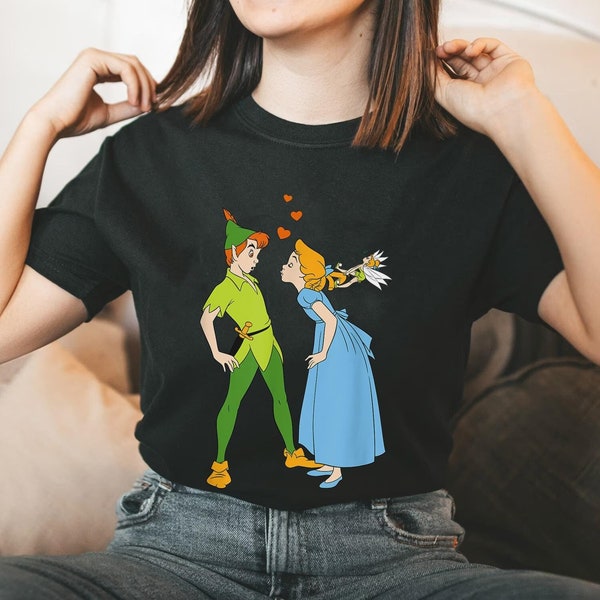 Valentine's Day Peter Pan and Wendy Darling Kiss Shirt Great Gift Ideas For Men Women Couples Honeymoon