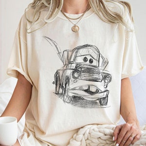 Mater Illustrated Line Art Sketch Portrait Shirt, Cars Movie T-Shirt, Racer Tee, Disney Family Vacation, Disneyland Trip