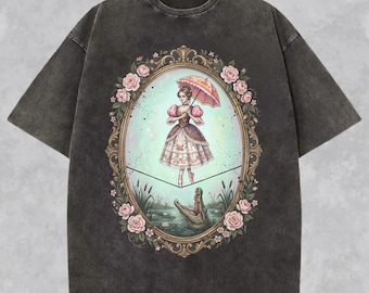Vintage Haunted Mansion Tightrope Girl Shirt, Flower Tightrope Walker T-shirt, Gothic Sally Slater Tee, Halloween Party Trip