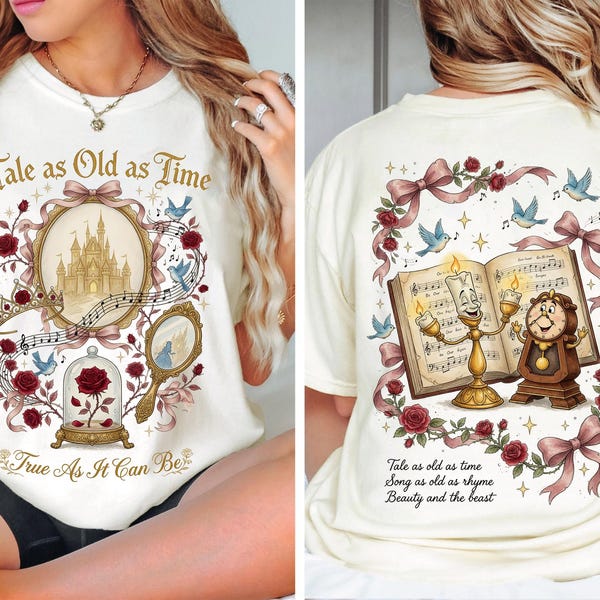 Vintage Tale as Old as Time Beauty and the Beast Castle Shirt, Enchanted Rose Shirt, Disney Belle Beauty Princess Tee, Princess Reading Book