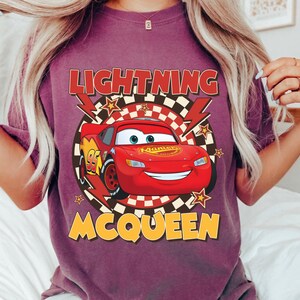 Vintage Lightning McQueen Checkered Shirt, Disney Pixar Cars Shirt, Retro McQueen Graphic Tee, Disney Family Vacation Trip 2026 image 6